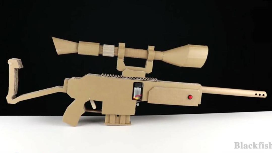 如何用纸板制作连发狙击纸板枪 MGUN-A-20916-纸板手工制作 (1)