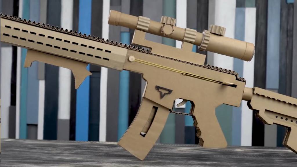 如何纸板制造可以射击塔兰战术AR-15的纸板枪 (13)